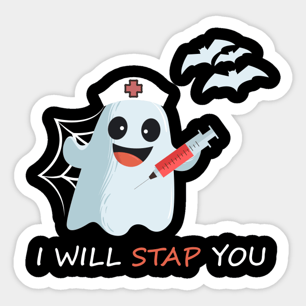 Nurse ghost I will stab you t-shirt funny Halloween Gift Sticker by Trendy_Designs